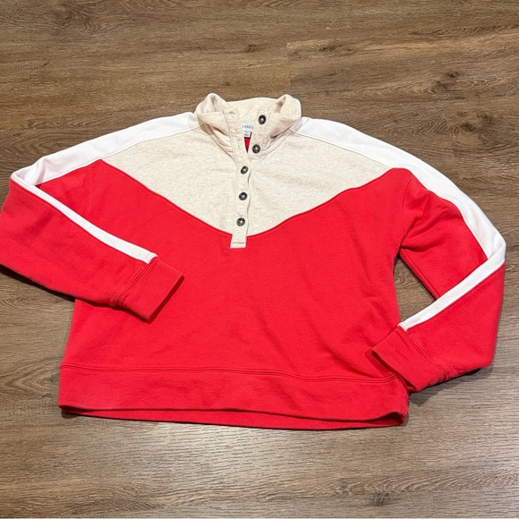 Evereve Mika Red White and Oatmeal Colorblock Pullover - Picture 2 of 8